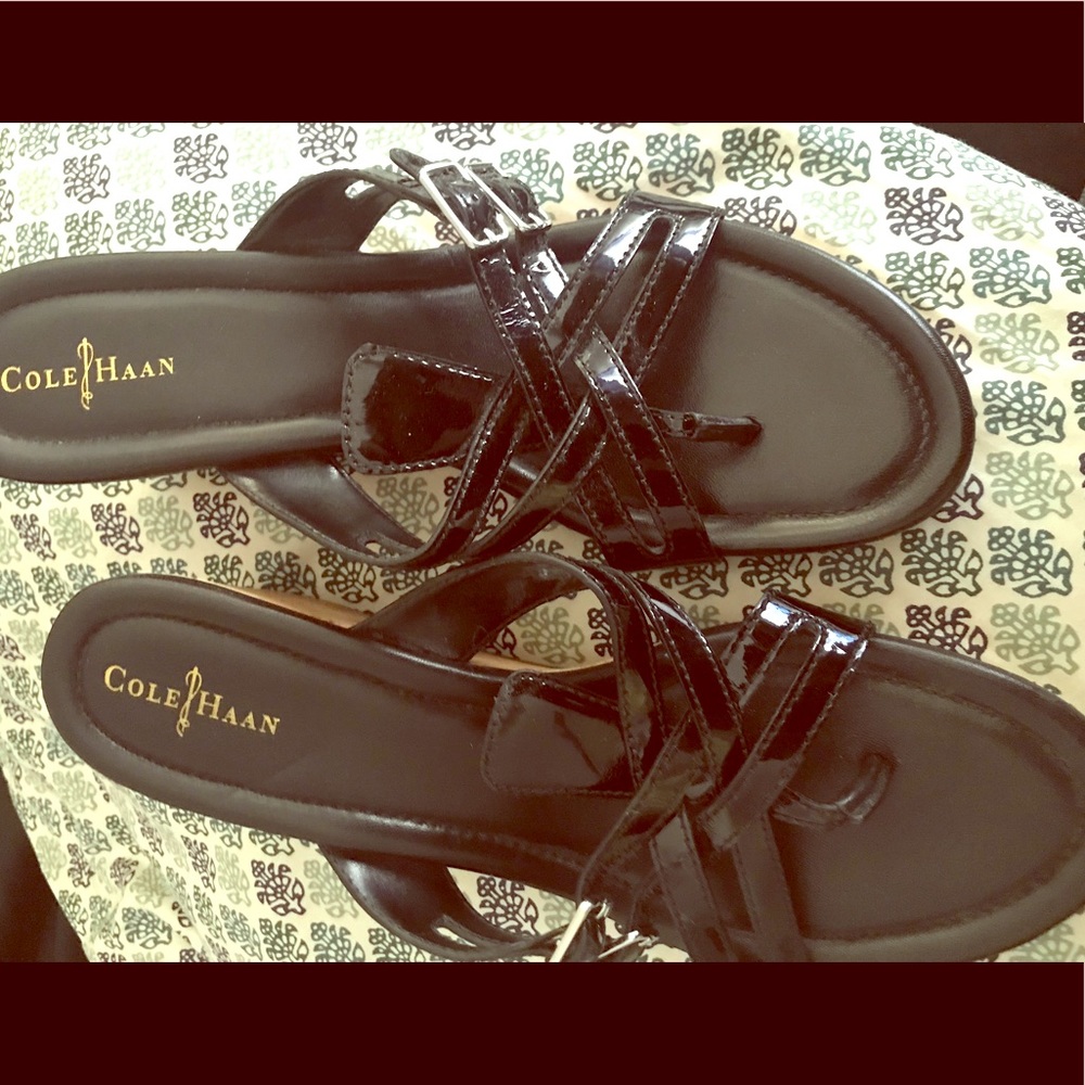 Cole Haan black slip on sandals